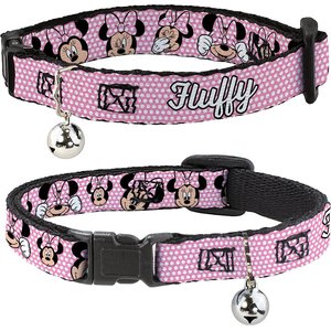 Buckle-Down Disney Minnie Mouse Expressions Polka Dot Personalized Breakaway Cat Collar with Bell
