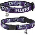 Buckle-Down Disney Nightmare Before Christmas Jack Expressions/Ghosts in Cemetery Personalized Breakaway Cat Collar with Bell