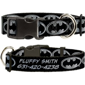 Buckle-Down DC Comics Batman Shield Personalized Dog Collar, Large