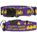 Buckle-Down DC Comics Batman Signal Personalized Dog Collar, Purple & Yellow, Large