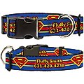 Buckle-Down DC Comics Superman Shield Stripe Personalized Dog Collar, Large
