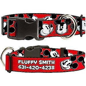 Buckle-Down Disney Mickey Mouse Expressions Personalized Dog Collar, Small