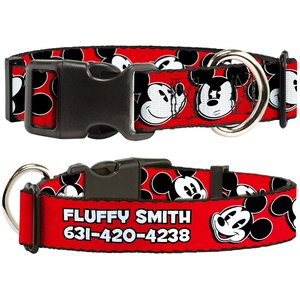 Buckle-Down Disney Mickey Mouse Expressions Personalized Dog Collar, Medium
