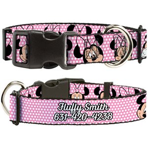 Buckle-Down Disney Minnie Mouse Expressions Polka Dot Personalized Dog Collar, Small