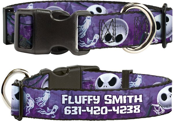 Buckle-Down Disney Nightmare Before Christmas Jack Expressions/Ghosts in Cemetery Personalized Dog Collar, Small slide 1 of 7
