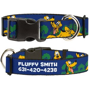 Buckle-Down Disney Pluto 4-Poses/Landscape Personalized Dog Collar, Large