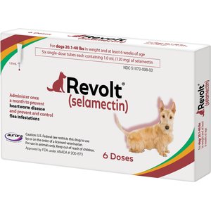 Revolt Topical Solution for Dogs, 20.1-40 lbs, (Maroon Box), 6 Doses (6-mos. supply)