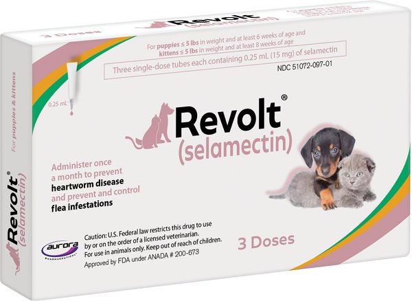 Revolt Topical Solution for Puppies & Kittens, 0-5 lbs, (Rose Box), 3 Doses (3-mos. supply) slide 1 of 3