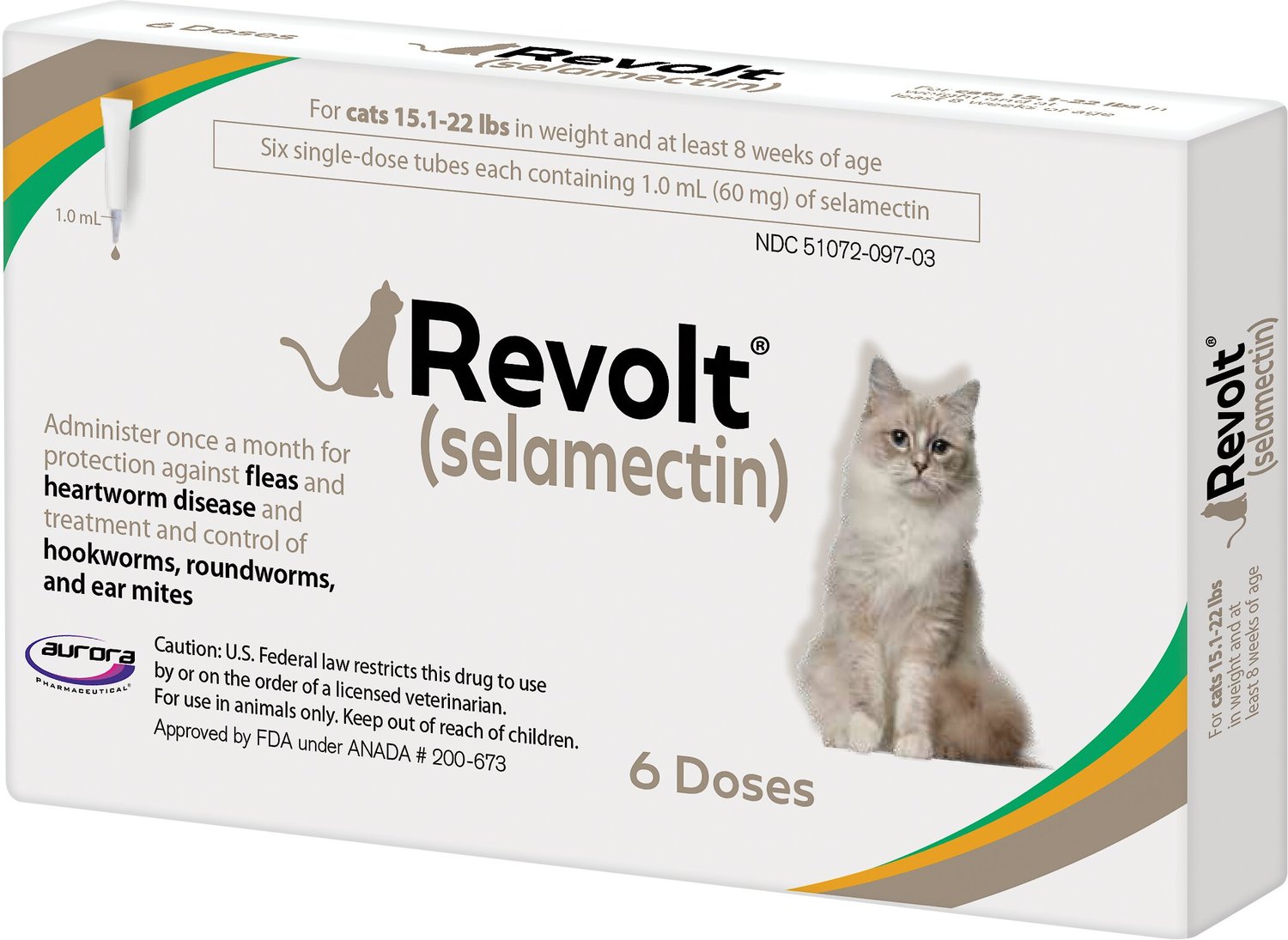 REVOLT Topical Solution for Cats, 15.1-22 lbs, (Taupe Box), 6 Doses (6 ...