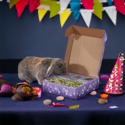 Sweet Meadow Farm Bunny Bento Box Western Timothy, Whole Oats & Dandelion Small Pet Treat, 10-oz box