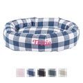 Majestic Pet Anderson Check Personalized Bagel Cat & Dog Bed, Navy Blue, Large
