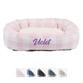 Majestic Pet Anderson Check Sherpa Personalized Bagel Cat & Dog Bed, Pink, Medium