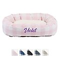 Majestic Pet Anderson Check Sherpa Personalized Bagel Cat & Dog Bed, Pink, Large