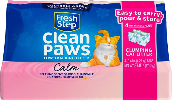Fresh Step Clean Paws Calm Low Tracking Rose & Chamomile Scented Clumping Cat Litter, 37.8-lb bag slide 1 of 9