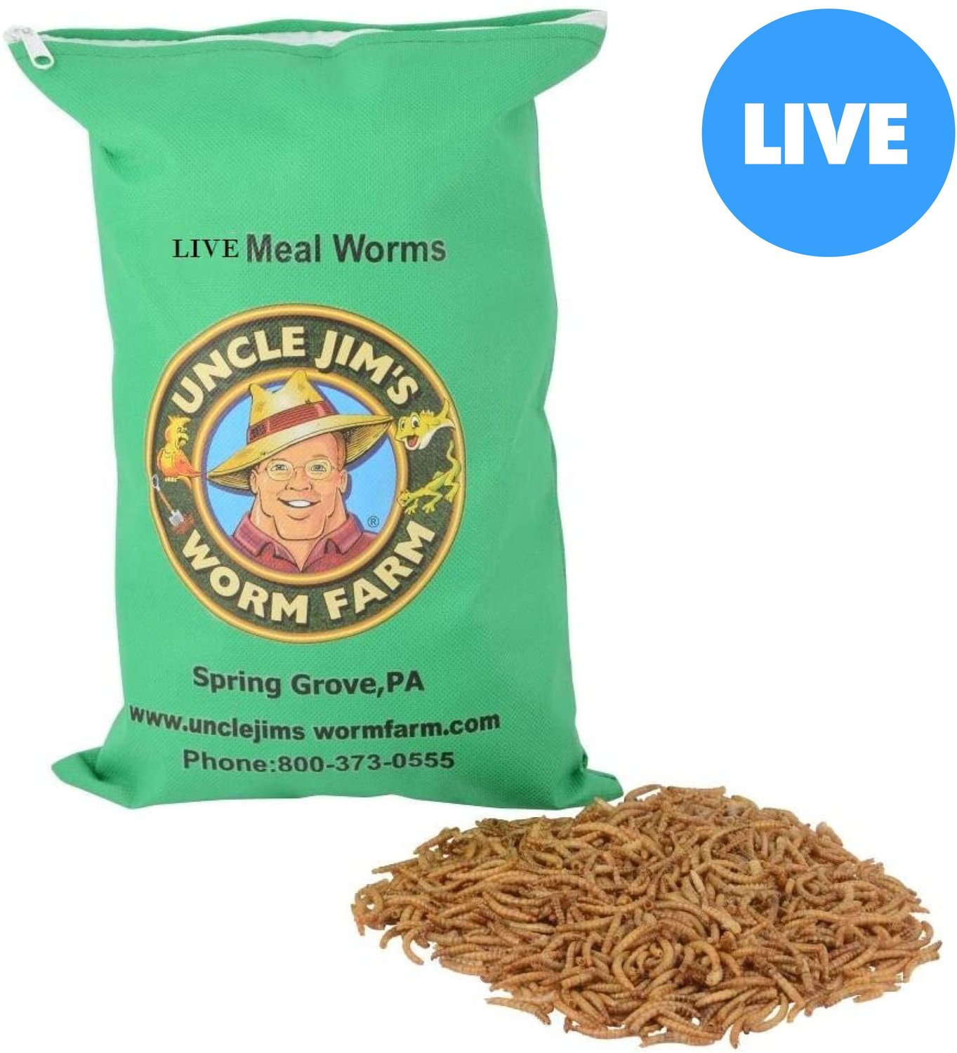 UNCLE JIM'S WORM FARM Live Mealworms Reptile & Fish Food, 3000 count