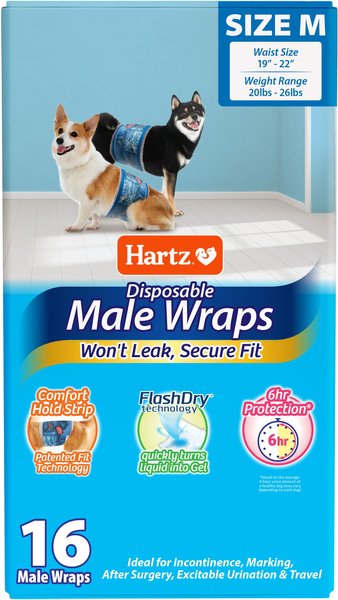 Hartz Disposable Male Dog Wraps with FlashDry Gel Technology, Medium: 19 - 22-in waist, 16 count slide 1 of 11