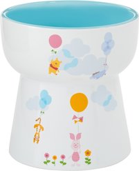 Disney Winnie the Pooh Tall Shape Non-Skid Elevated Ceramic Cat Bowl, 1.5 cup