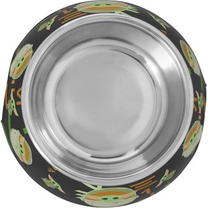 STAR WARS THE MANDALORIAN THE CHILD Aurebesh Non-Skid Stainless Steel with Melamine Stand Dog & Cat Bowl, X-Small: 0.5 cup