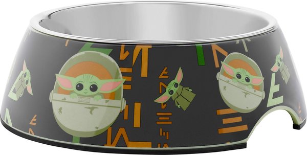 STAR WARS THE MANDALORIAN THE CHILD Aurebesh Non-Skid Stainless Steel with Melamine Stand Dog & Cat Bowl, 3.25 Cup slide 1 of 7