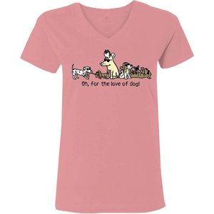 Teddy the Dog Oh, For The Love Of Dog! Ladies V-Neck T-Shirt, Mauvelous, X-Large