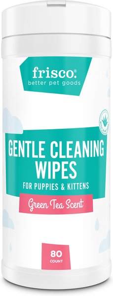 Frisco Gentle Cleaning Waterless Grooming Wipes for Puppies & Kittens, Green Tea Scent, 80 count slide 1 of 6