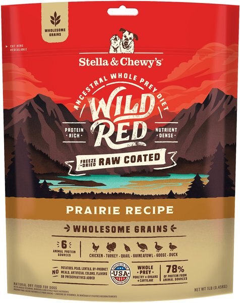 Stella & Chewy's Wild Red Raw Coated Kibble Wholesome Grains Prairie Recipe Dry Dog Food