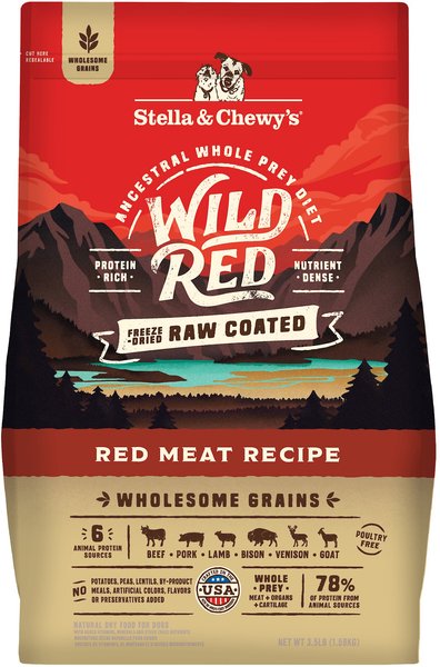 Stella & Chewy's Wild Red Raw Coated Kibble Wholesome Grains Red Meat Recipe Dry Dog Food, 3.5-lb bag slide 1 of 9