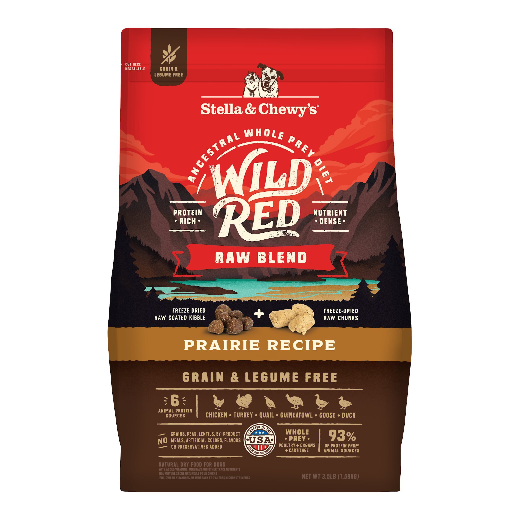 STELLA CHEWY S Wild Red Raw Blend Kibble Grain Free Prairie