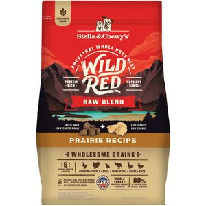 Stella & Chewy's Wild Red Raw Blend Kibble Wholesome Grains Prairie Recipe Dry Dog Food, 3.5-lb bag