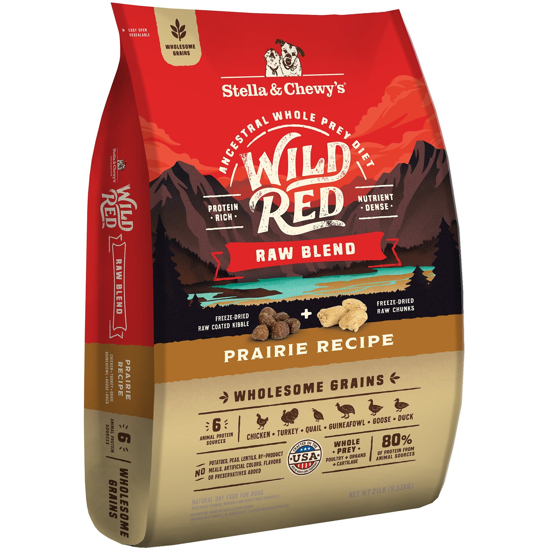 STELLA CHEWY S Wild Red Raw Blend Kibble Wholesome Grains