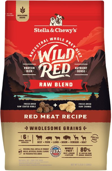 Stella & Chewy's Wild Red Raw Blend Kibble Wholesome Grains Red Meat Recipe Dry Dog Food, 3.5-lb bag slide 1 of 6