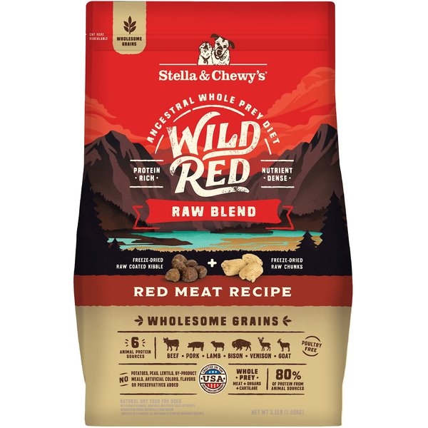 STELLA & CHEWY'S Wild Red Raw Blend Kibble Wholesome Grains Red Meat