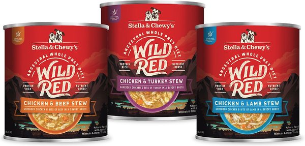 Stella & Chewy's Wild Red Variety Pack Grain-Free Wet Dog Food, 10-oz can, case of 3 slide 1 of 6