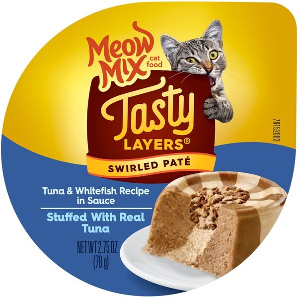 MEOW MIX Tasty Layers Tuna Whitefish Recipe Stuffed with Real