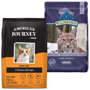 American Journey Chicken Recipe + Blue Buffalo Wilderness Chicken Recipe Grain-Free Dry Cat Food