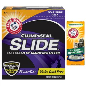 Arm & Hammer Litter Litter Deodorizer Powder, 30-oz box + Slide Multi-Cat Scented Clumping Clay Cat Litter