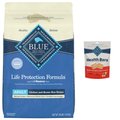Blue Buffalo Life Protection Formula Adult Chicken & Brown Rice Recipe Dry Food + Health Bars Baked with Bacon, Egg & Cheese Dog Treats