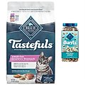 Blue Buffalo Sensitive Stomach Chicken Recipe Adult Dry Food + Bursts with Savory Seafood Cat Treats