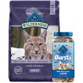 Blue Buffalo Wilderness Chicken Recipe Grain-Free Dry Food + Bursts with Paw-Licken Chicken Cat Treats