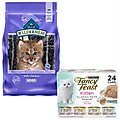 Blue Buffalo Wilderness Kitten Chicken Recipe Grain-Free Dry Food + Fancy Feast Tender Feast Canned Kitten Food