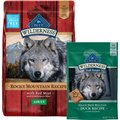 Blue Buffalo Wilderness Rocky Mountain Recipe with Red Meat Adult Grain-Free Dry Food + Trail Treats Grain-Free Duck Biscuits Dog Treats