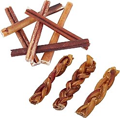 Bones & Chews Bully Stick 6" Treats + Braided Bully Stick 6" Dog Treats