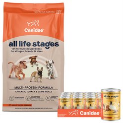 CANIDAE All Life Stages Chicken, Turkey, Lamb, & Fish Meal Formula Dry Food + Chicken & Rice Formula Canned Dog Food
