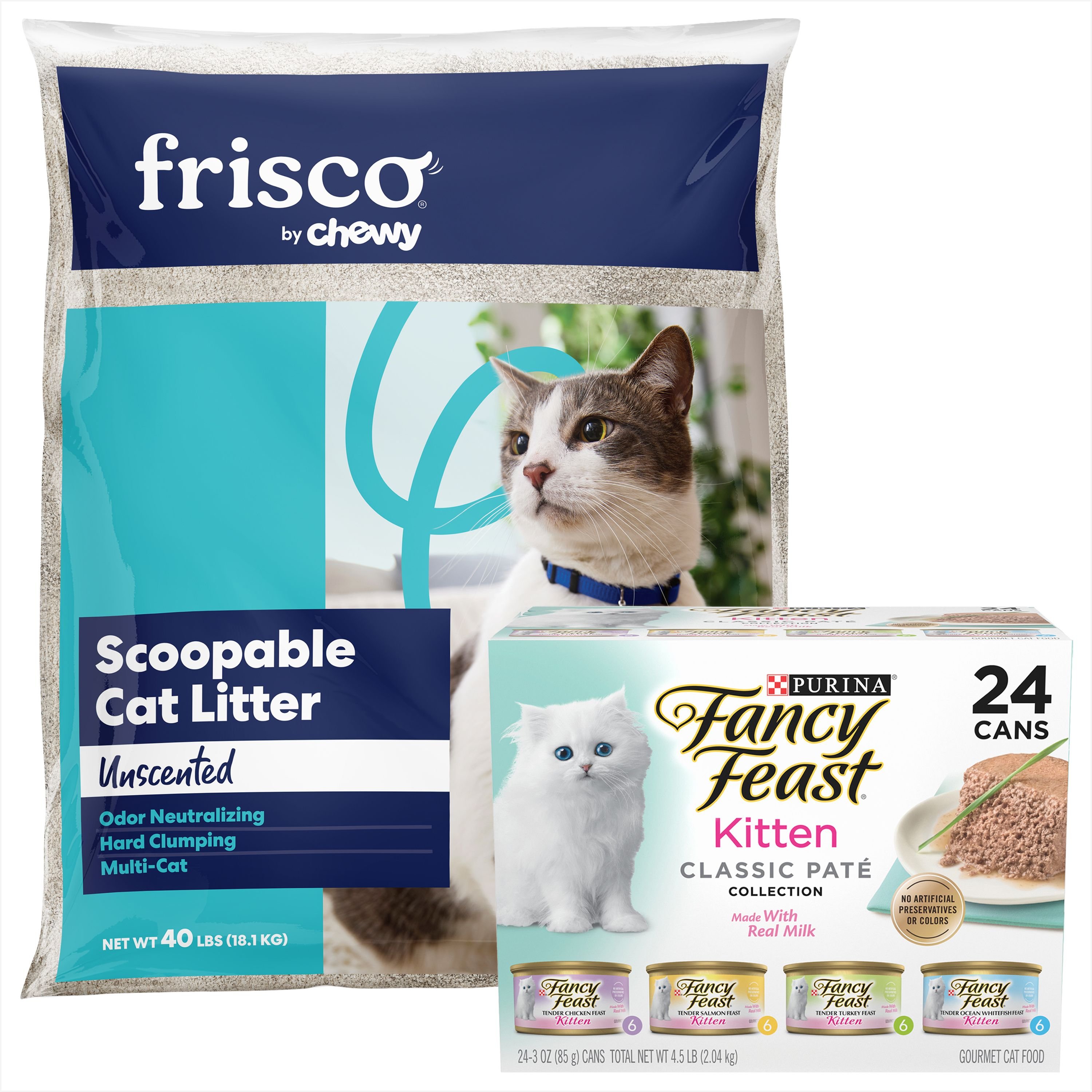 Fancy Feast Tender Feast Canned Food + Frisco MultiCat Unscented