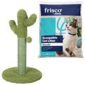 Frisco Cactus Scratching Post, 22-in + Multi-Cat Unscented Clumping Clay Cat Litter