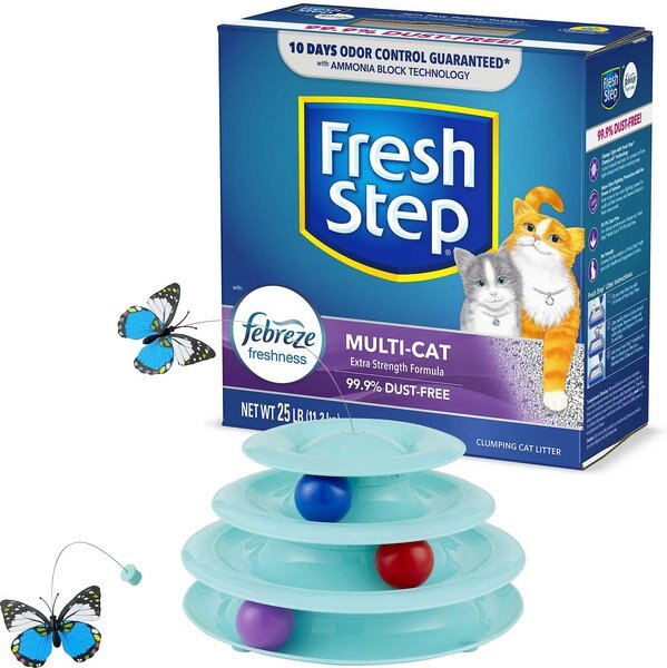 Frisco Cat Tracks Butterfly Toy + Fresh Step Multi-Cat Scented Clumping Clay Cat Litter slide 1 of 6