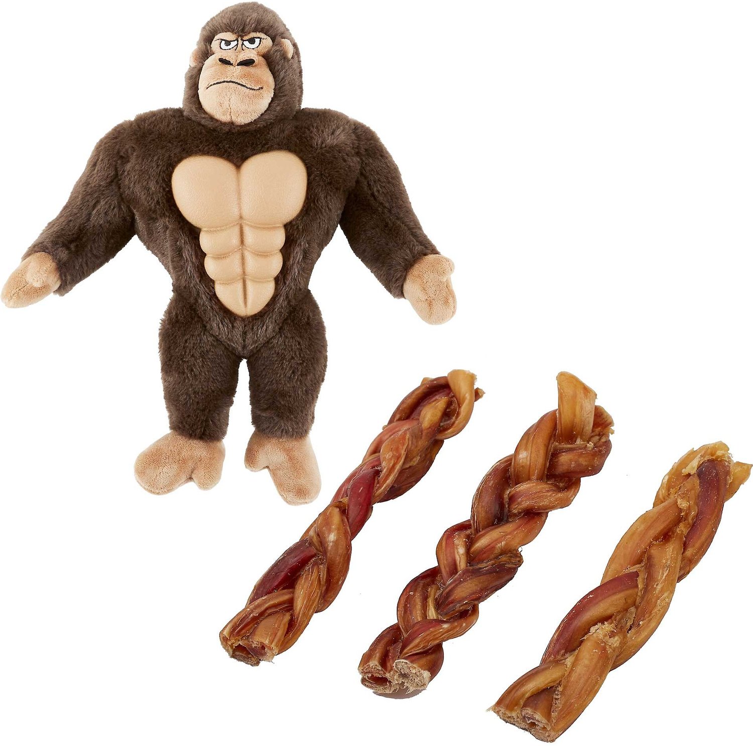 frisco muscle plush squeaking gorilla dog toy