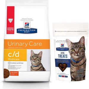 Hill's Prescription Diet c/d Multicare Urinary Care with Chicken Dry Food + Hypo-Treats Cat Treats