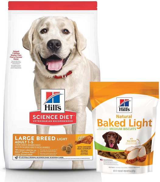 Hill's Science Diet Adult Large Breed Light With Chicken Meal & Barley Dry Food + Hill's Natural Baked Light Biscuits with Real Chicken Dog Treats, Medium slide 1 of 7