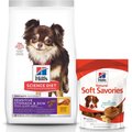 Hill's Science Diet Adult Sensitive Stomach & Skin Small & Mini Breed Chicken Recipe Dry Food + Hill's Natural Soft Savories with Peanut Butter & Banana Dog Treats